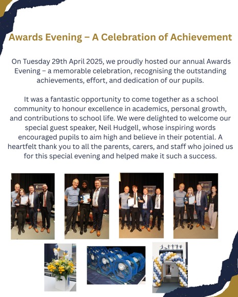 Awards Evening – A Celebration of Achievement On Tuesday 29th April 2025, we proudly hosted our annual Awards Evening – a memorable celebration, recognising the outstanding achievements, effort, a